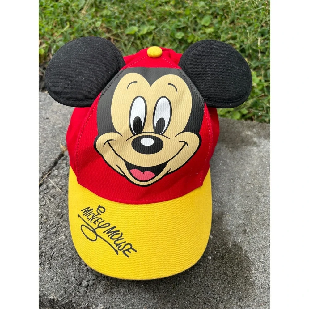 Disney Parks Mickey Mouse Youth Snapback Hat w/ Ears Red Yellow FAC-007093-18057